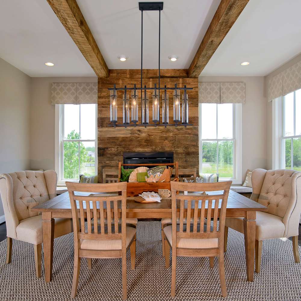 Ethan Linear Chandelier in living room.