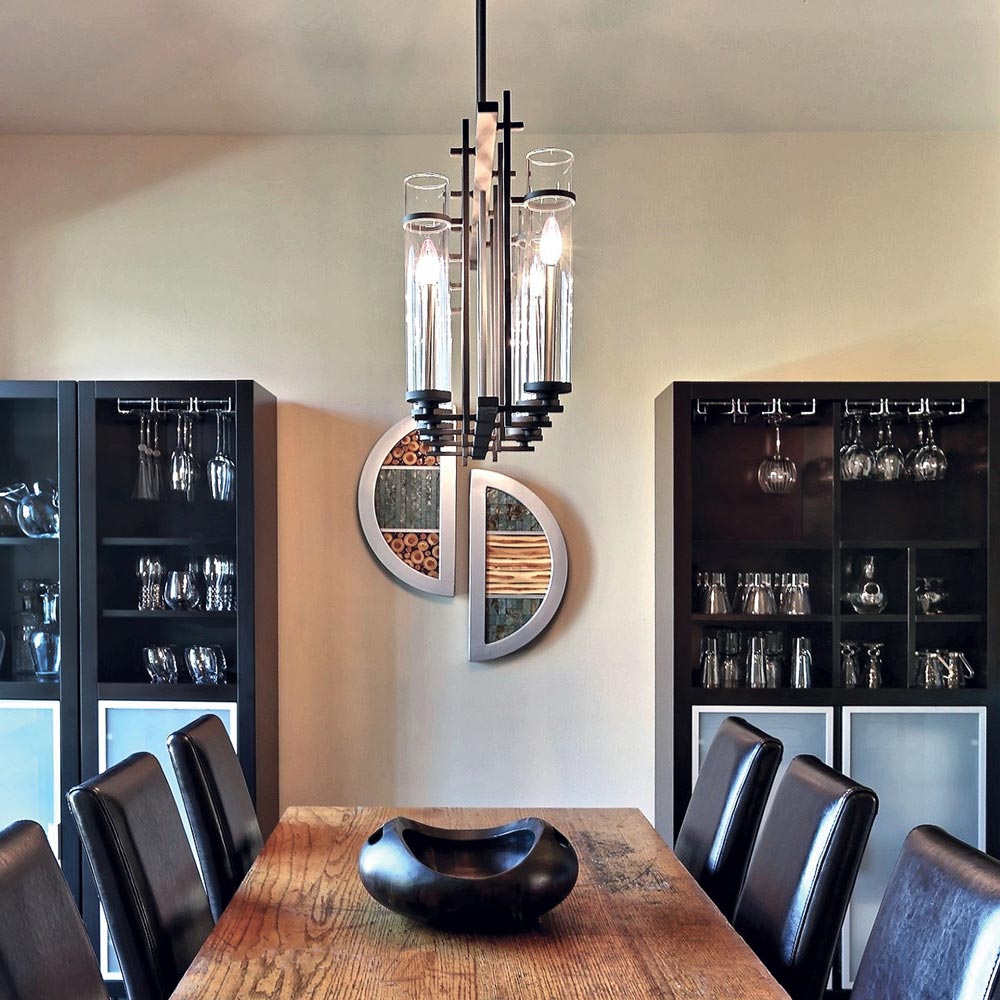 Ethan Linear Chandelier in dining room.