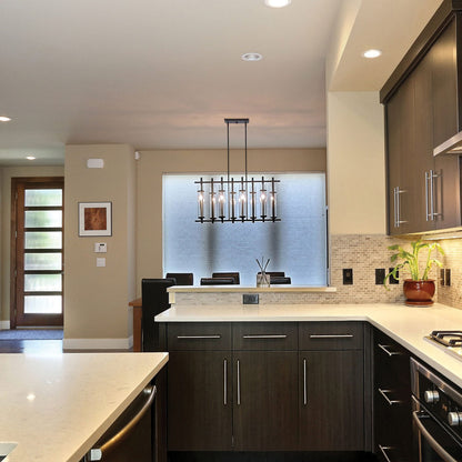Ethan Linear Chandelier in kitchen.