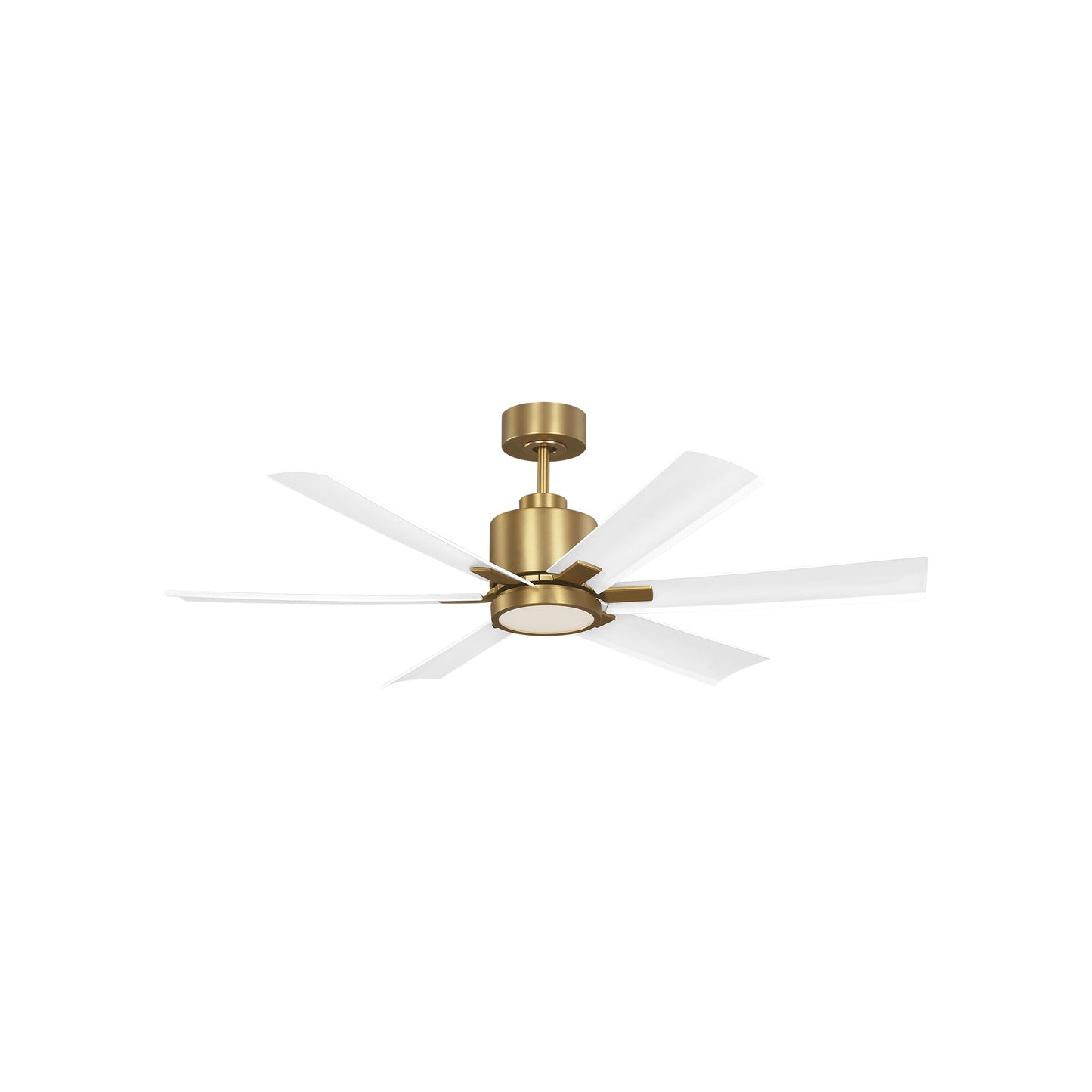 Flera Smart LED Ceiling Fan in Burnished Brass/Matte White (52-Inch).