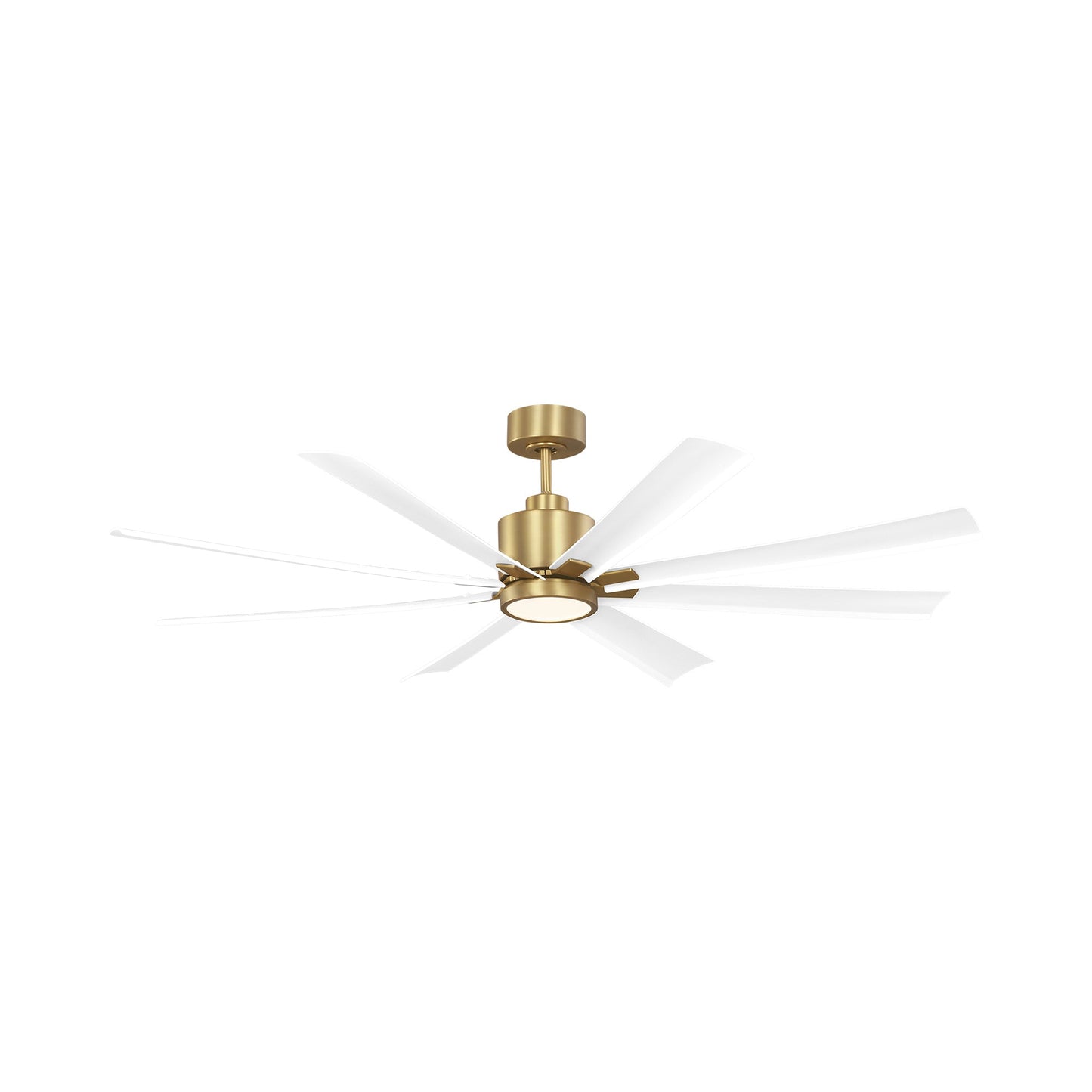 Flera Smart LED Ceiling Fan in Burnished Brass/Matte White (65-Inch).