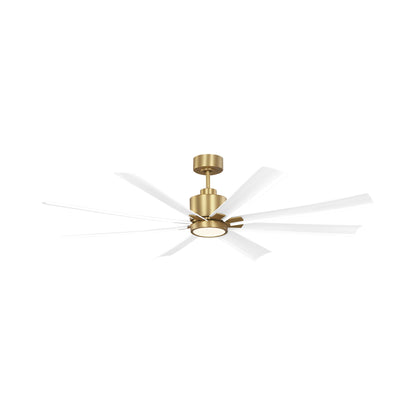 Flera Smart LED Ceiling Fan in Burnished Brass/Matte White (65-Inch).