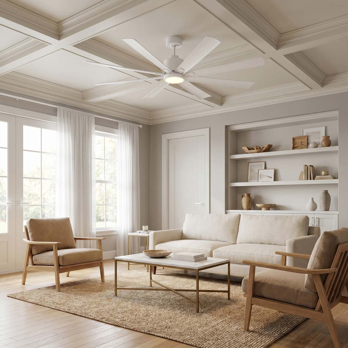 Flera Smart LED Ceiling Fan in living room.