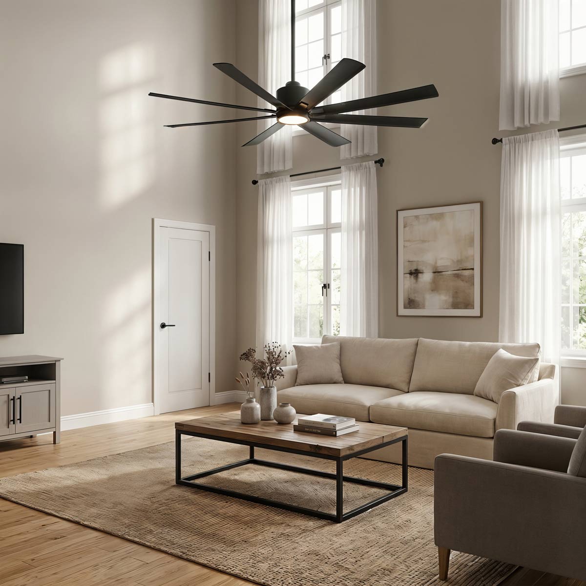 Flera Smart LED Ceiling Fan in living room.