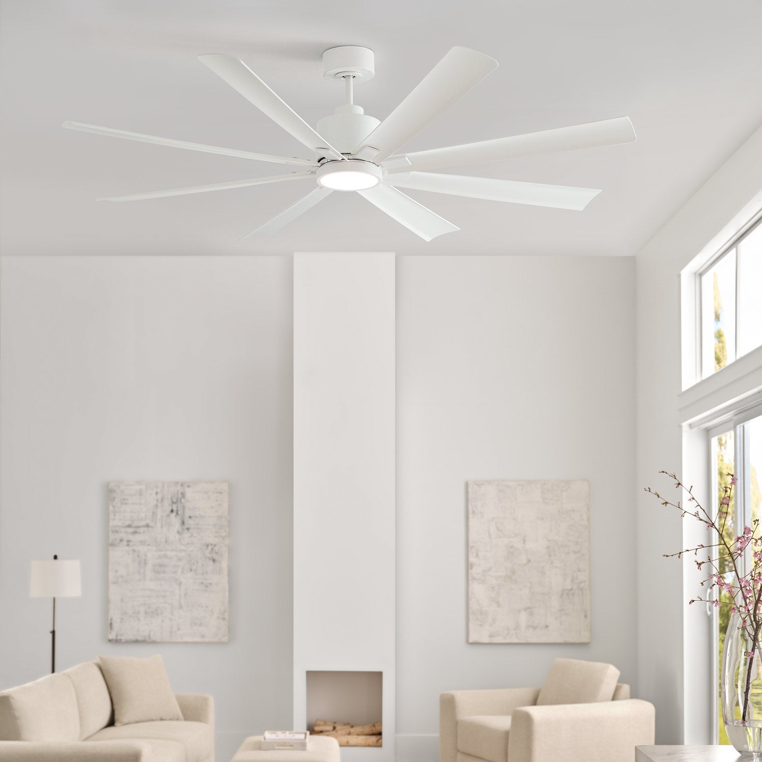 Flera Smart LED Ceiling Fan in living room.