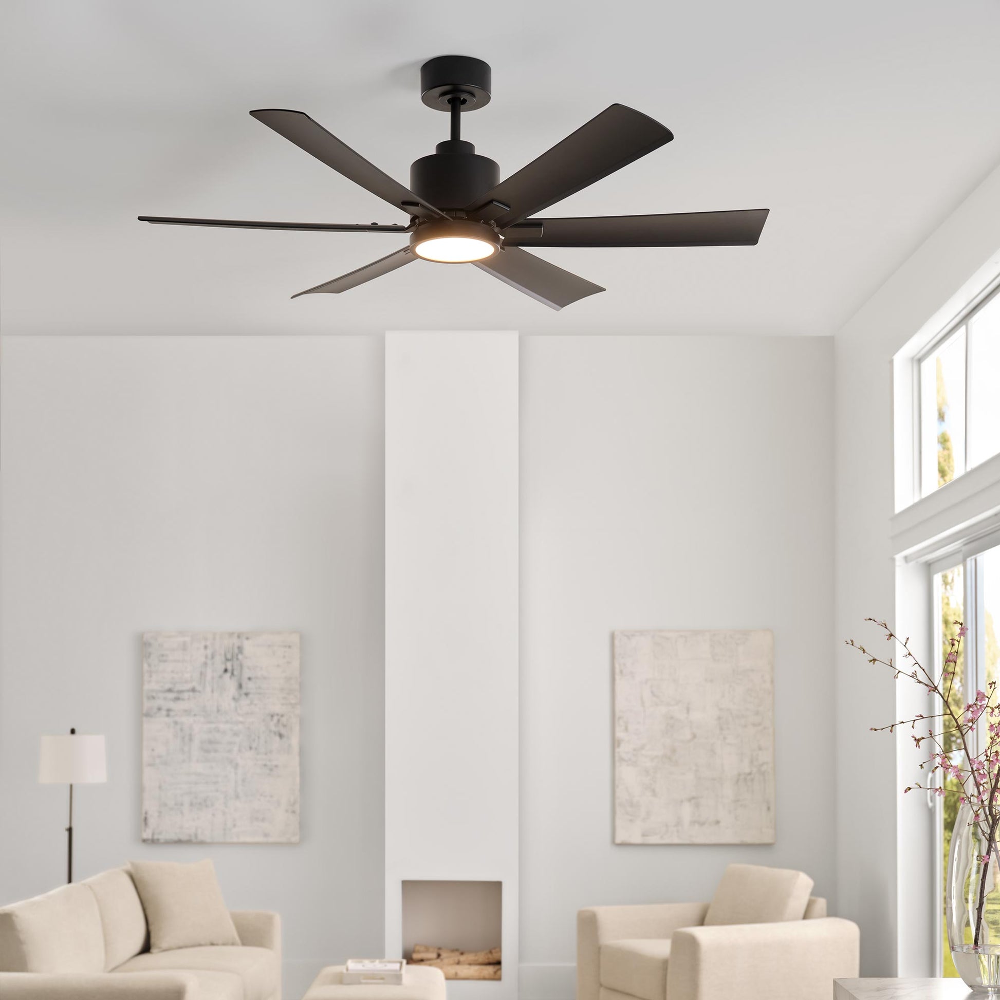 Flera Smart LED Ceiling Fan in living room.