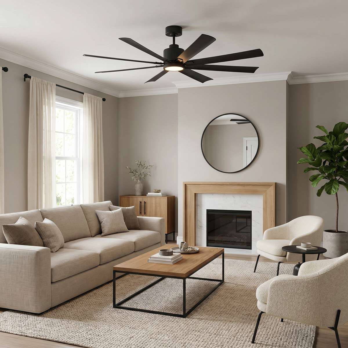 Flera Smart LED Ceiling Fan in living room.
