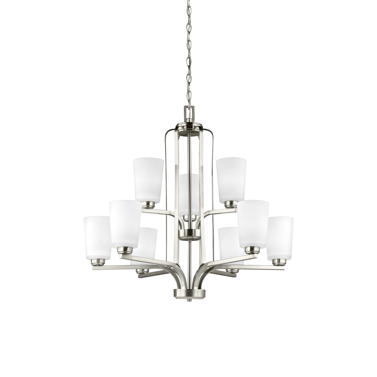 Franport Chandelier in Brushed Nickel (9-Light).