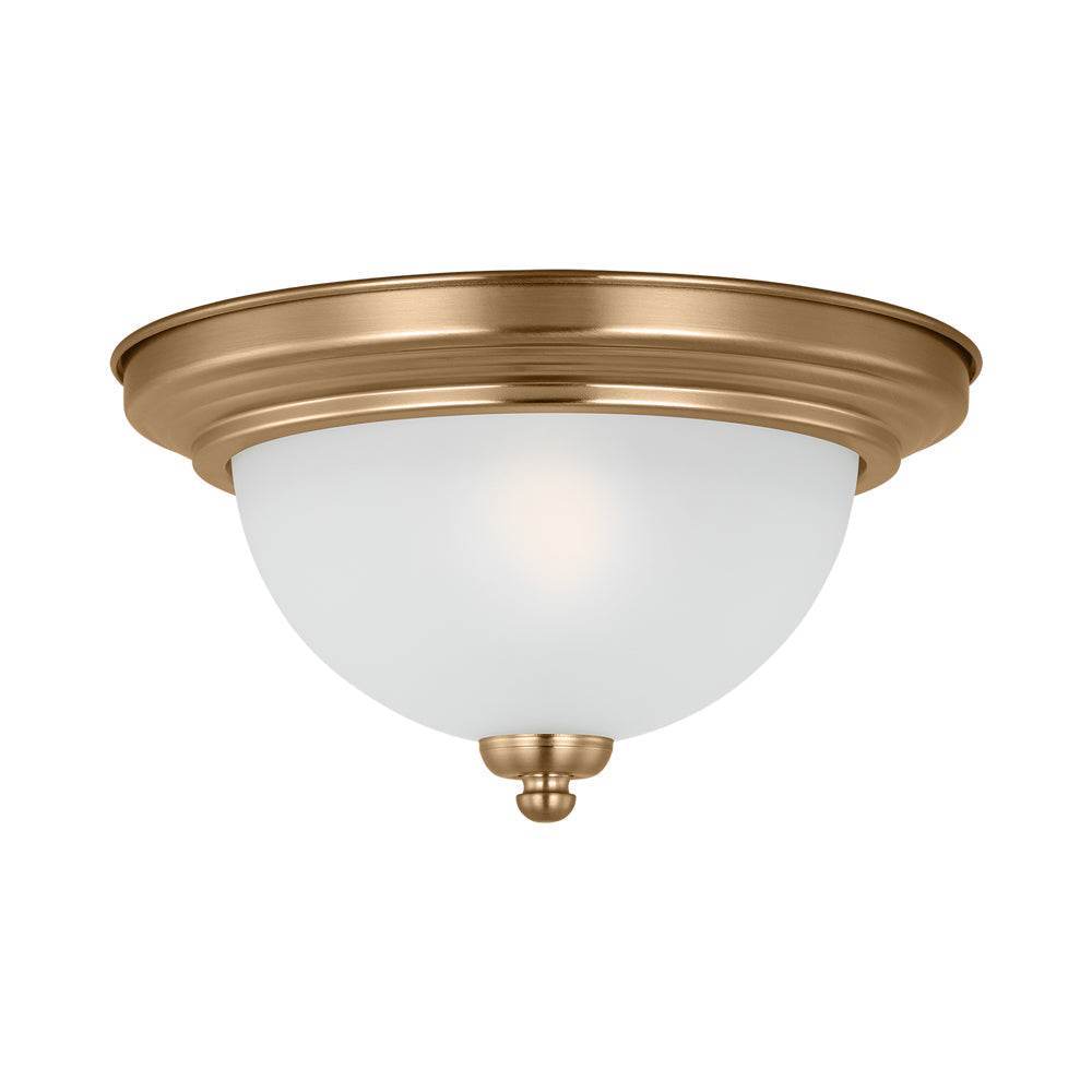 Geary Flush Mount Ceiling Light in Satin Brass (1-Light).