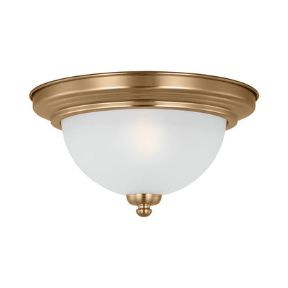 Geary Flush Mount Ceiling Light in Satin Brass (1-Light).