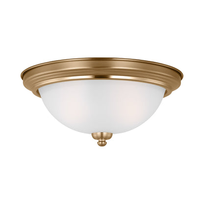 Geary Flush Mount Ceiling Light in Satin Brass (2-Light).