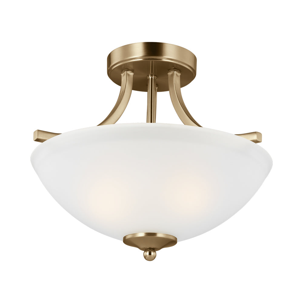 Geary Semi-Flush Convertible Pendant Light in Satin Brass (2-Light).