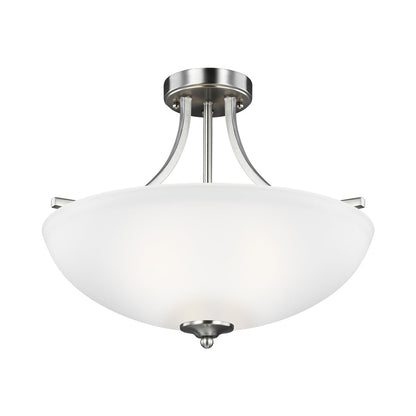 Geary Semi-Flush Convertible Pendant Light in Brushed Nickel (3-Light).