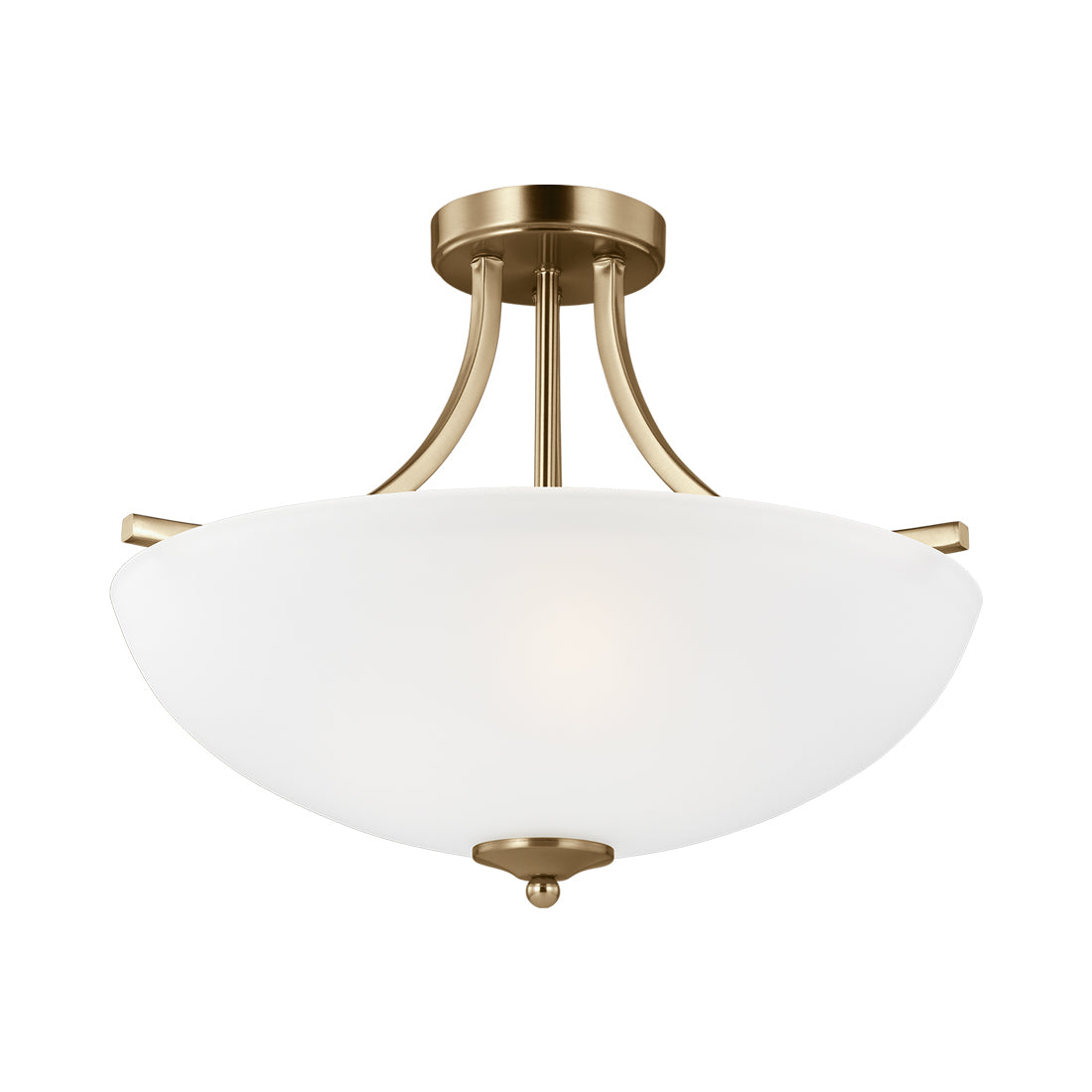 Geary Semi-Flush Convertible Pendant Light in Satin Brass (3-Light).