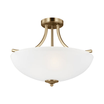 Geary Semi-Flush Convertible Pendant Light in Satin Brass (3-Light).