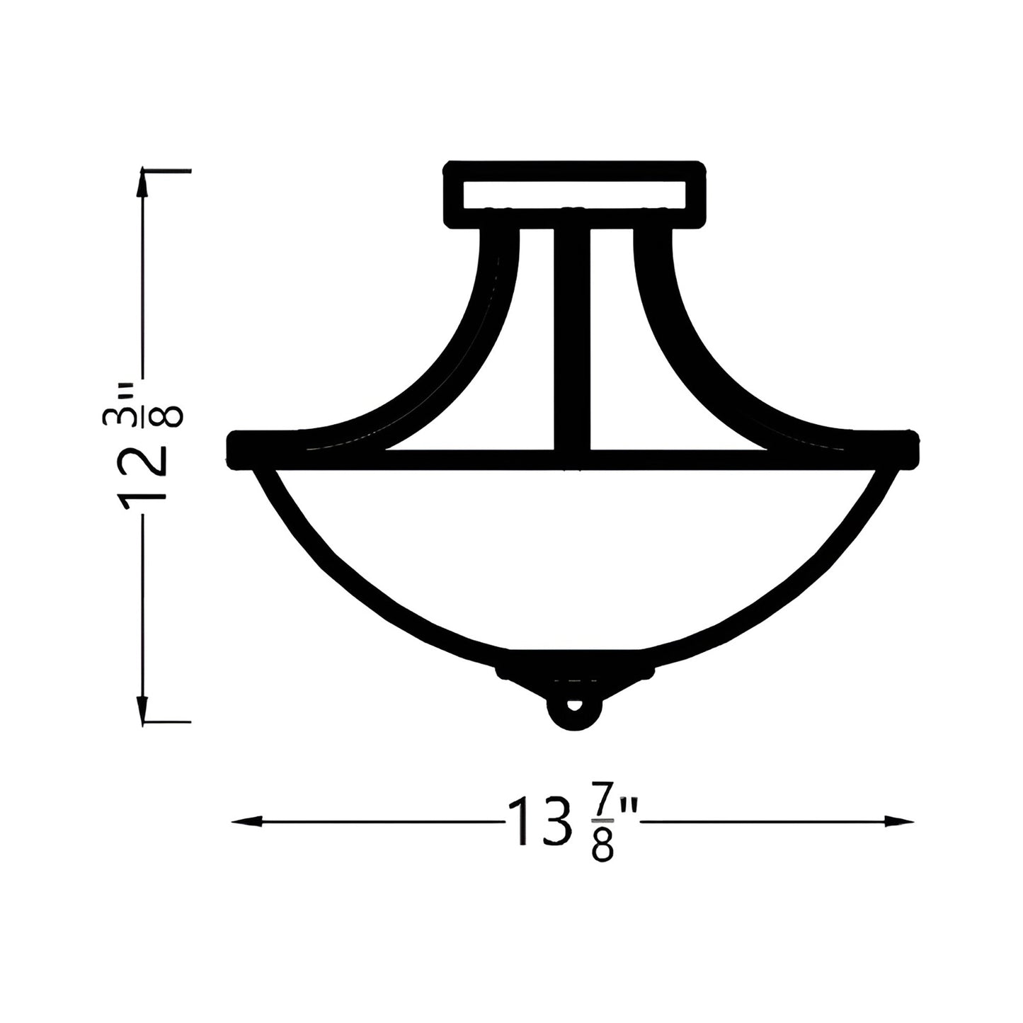 Geary Semi-Flush Convertible Pendant Light - line drawing.