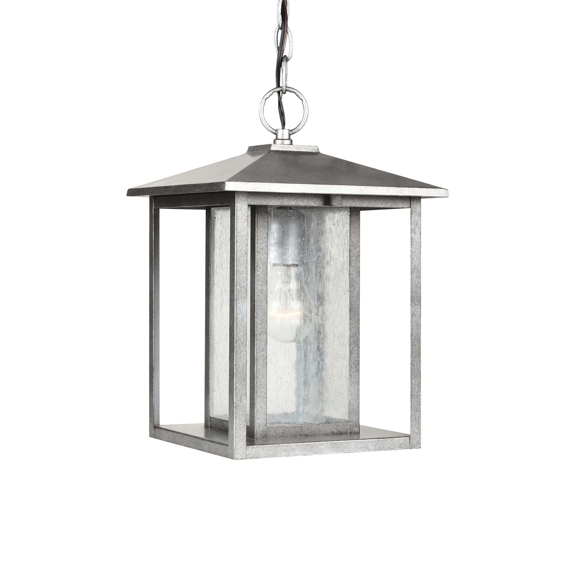 Hunnington Outdoor Pendant Light in Weathered Pewter (Clear Seeded).