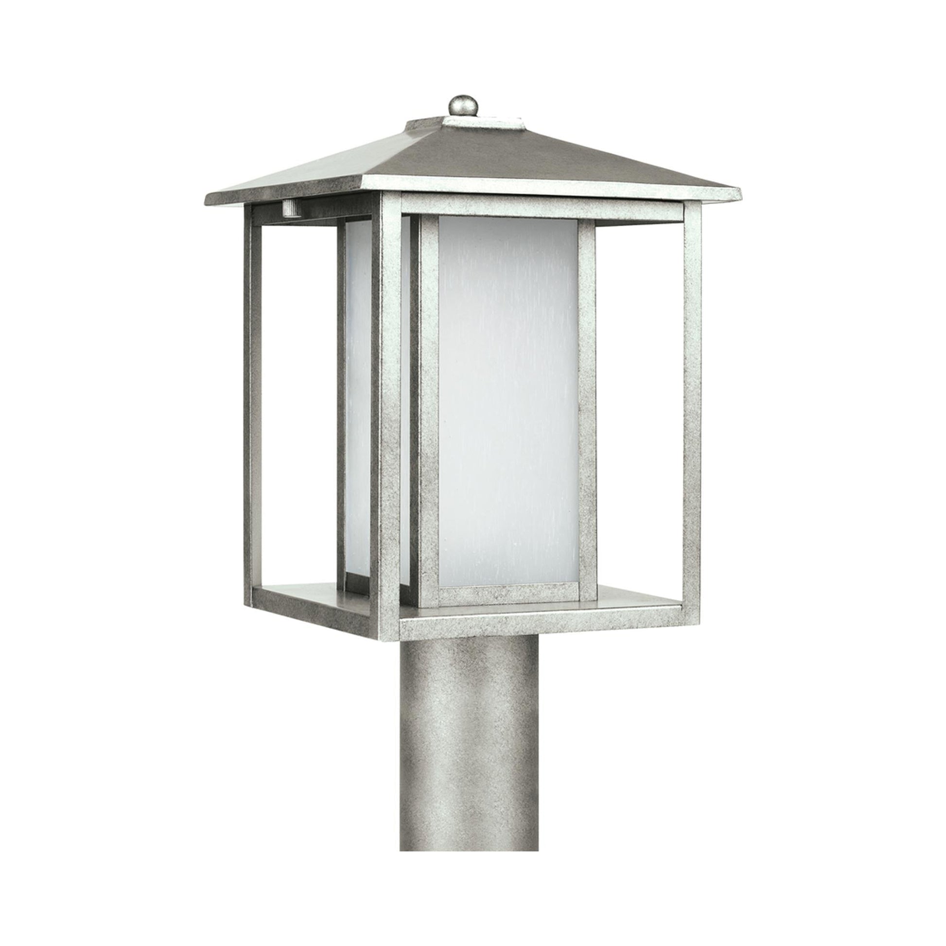 Hunnington Outdoor Post Light in Weathered Pewter (Etched Seeded).