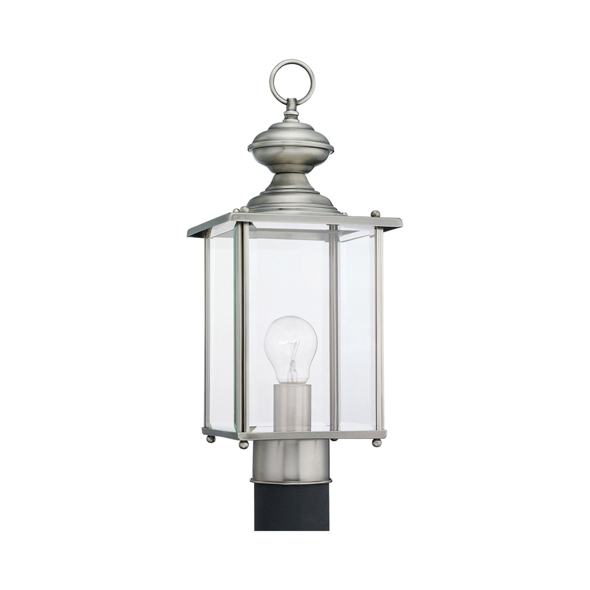 Jamestowne Outdoor Post Light in Antique Brushed Nickel (Clear Beveled).