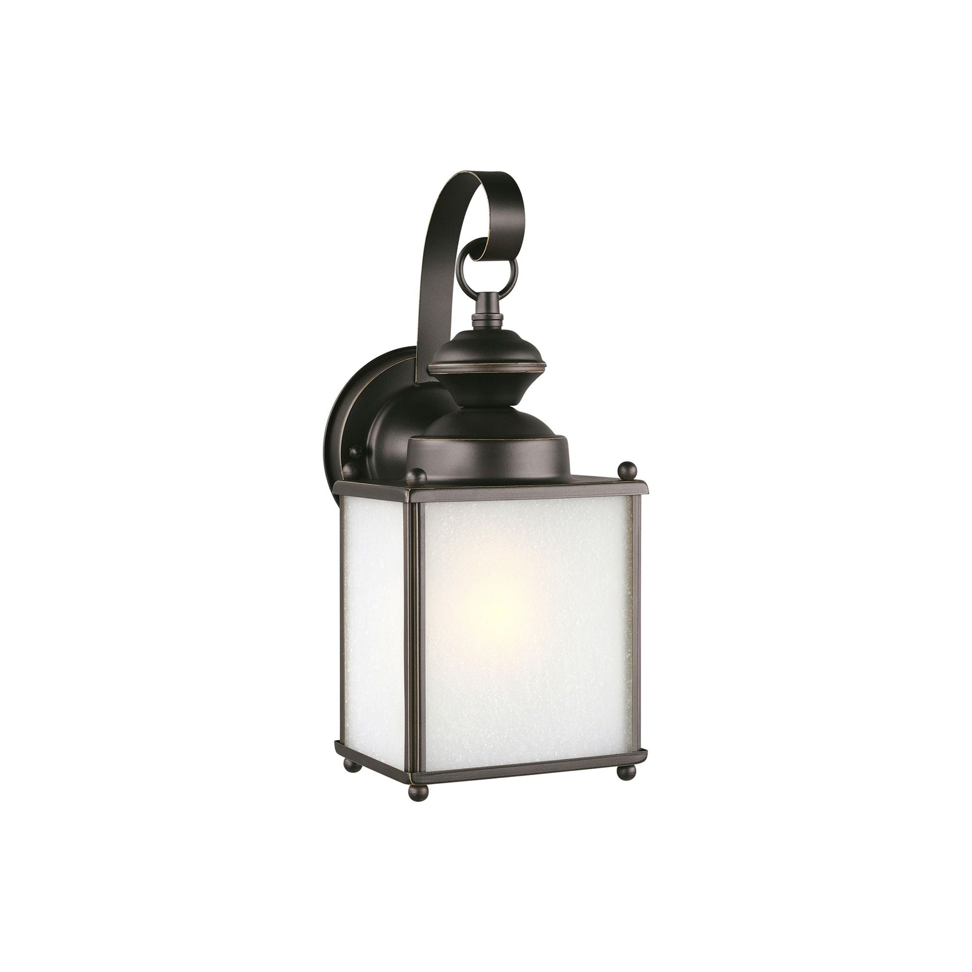 Jamestowne Outdoor Wall Light in Antique Bronze/Frosted Seeded (12.5-Inch).
