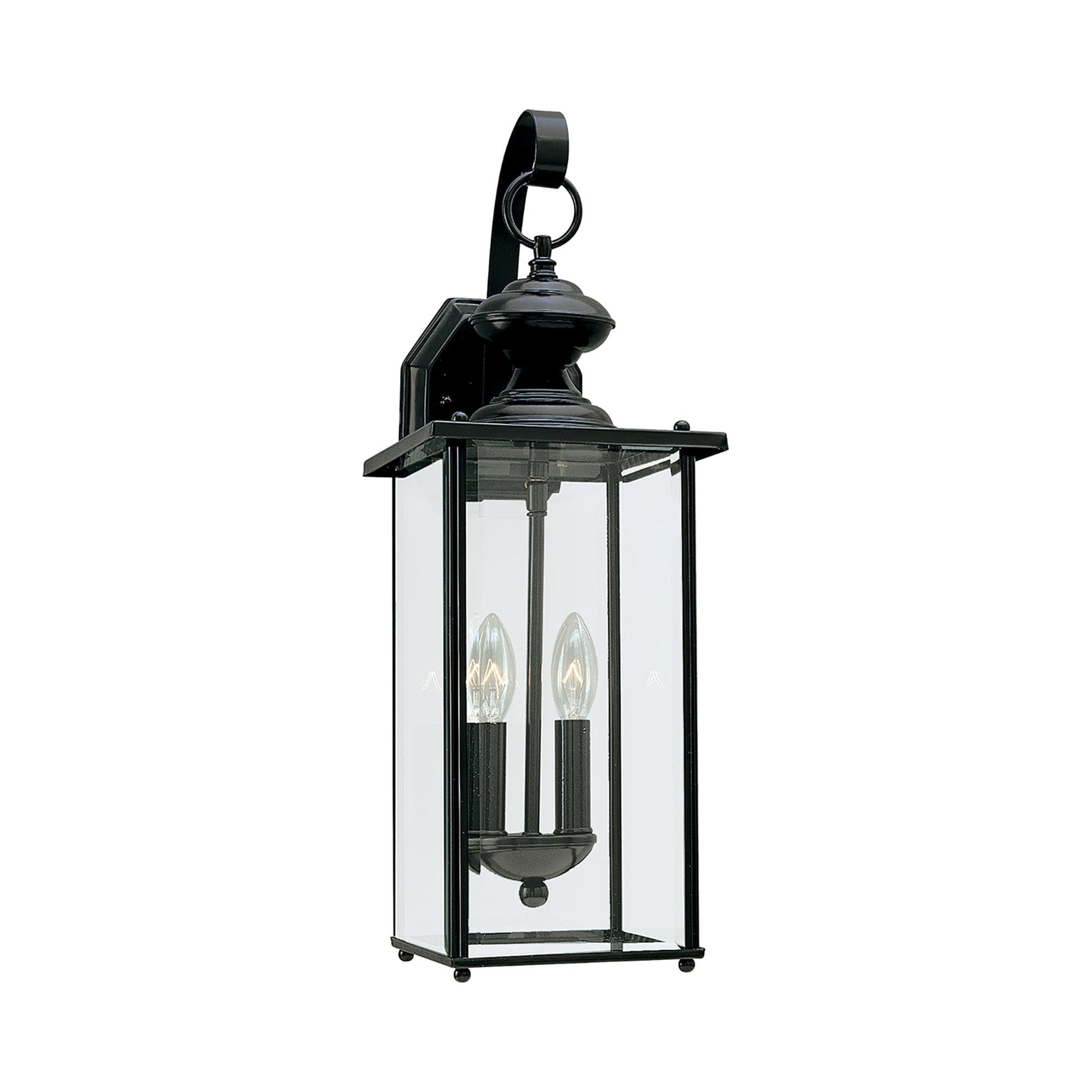 Jamestowne Outdoor Wall Light in Black/Clear Beveled (20.25-Inch).