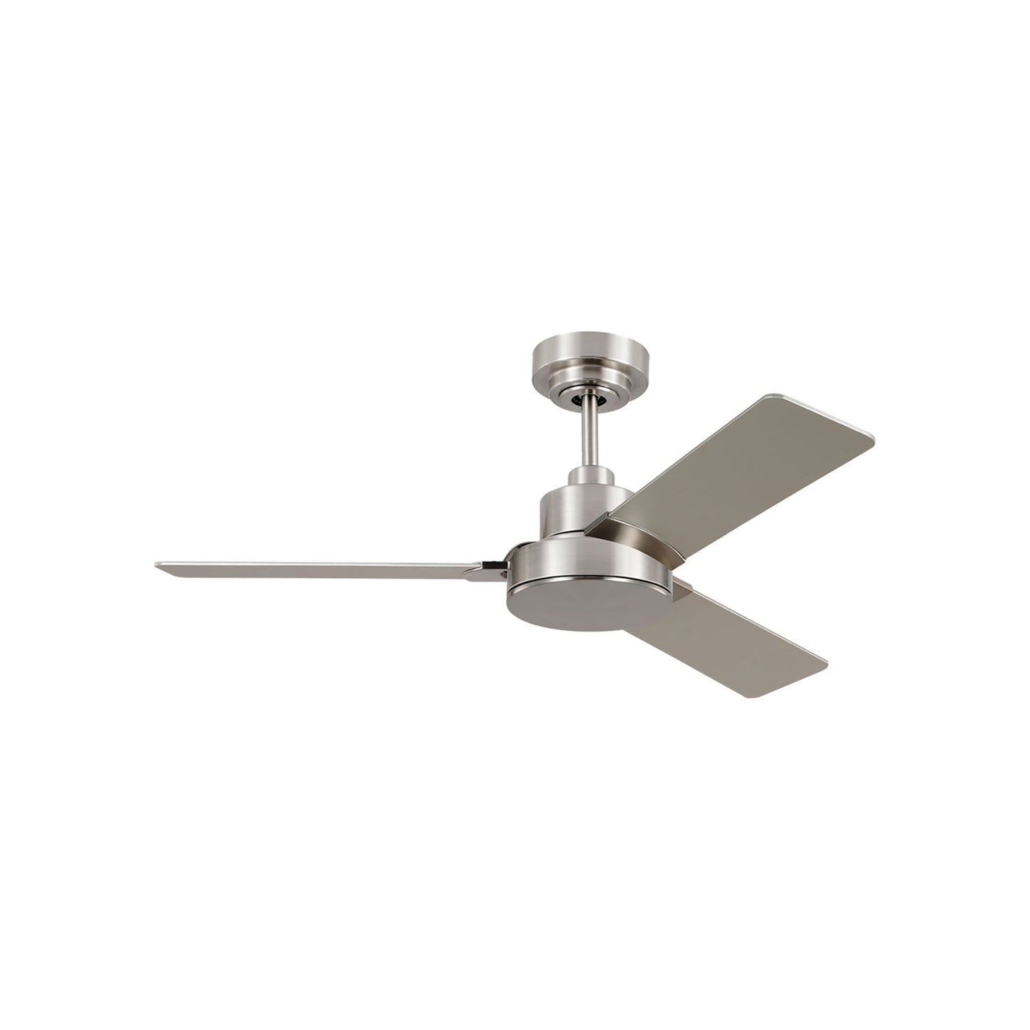 Jovie Outdoor Ceiling Fan in Brushed Steel/Silver/American Walnut (44-Inch).