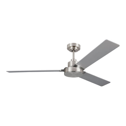 Jovie Outdoor Ceiling Fan in Brushed Steel/Silver/American Walnut (58-Inch).