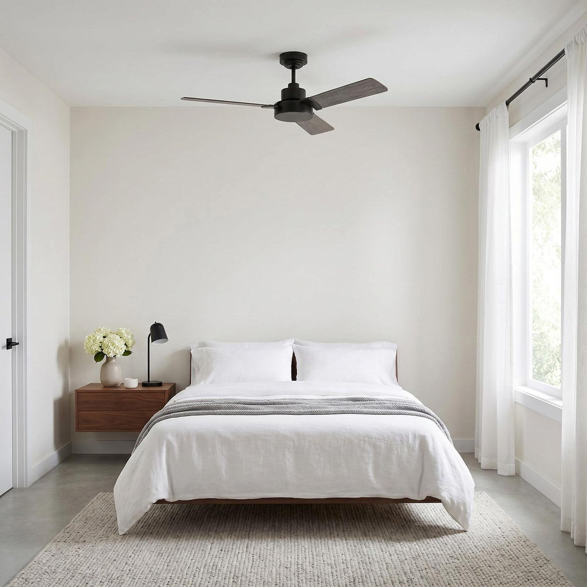 Jovie Outdoor Ceiling Fan in bedroom.