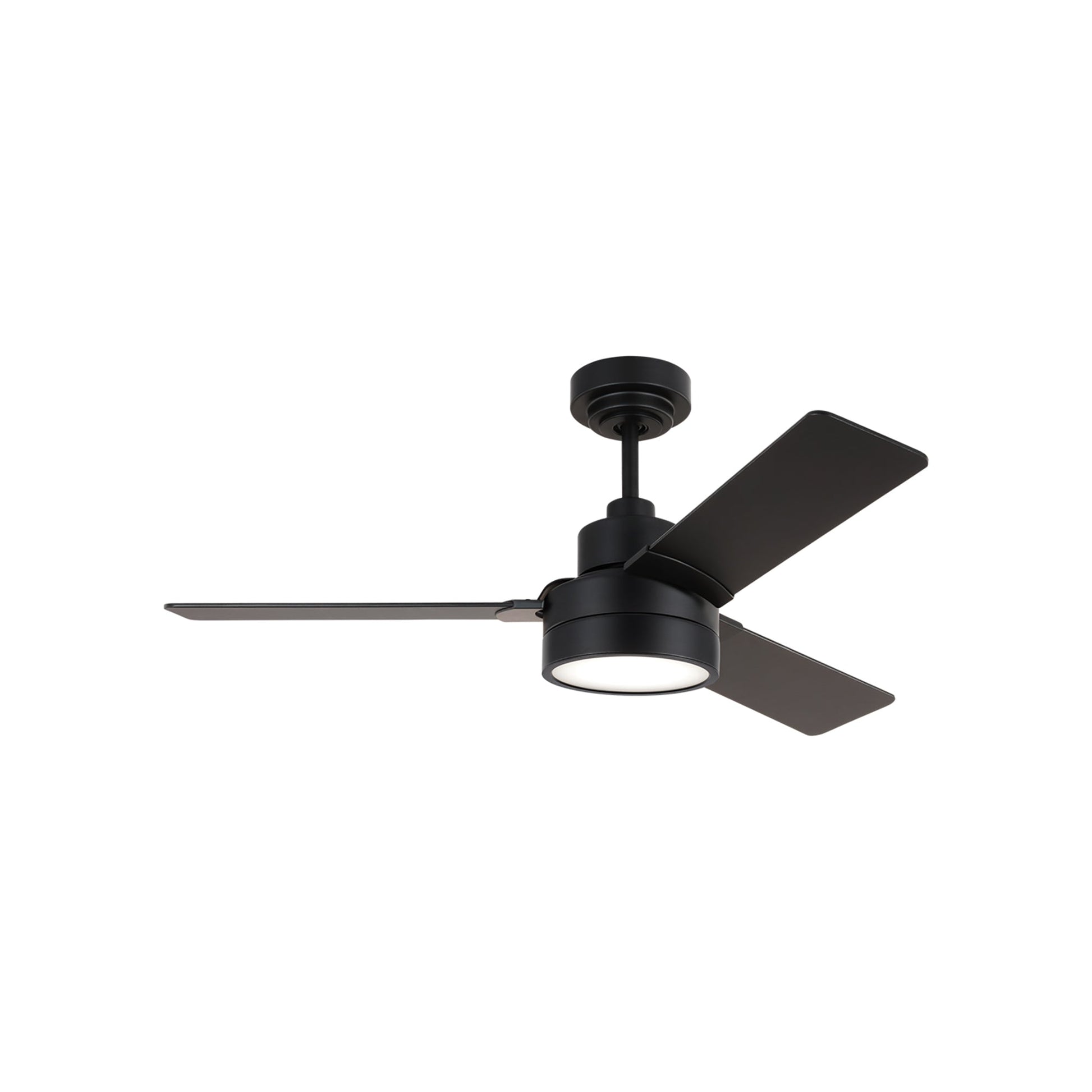 Jovie Outdoor LED Ceiling Fan in Midnight Black/Midnight Black/American Walnut (44-Inch).