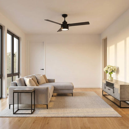 Jovie Outdoor LED Ceiling Fan in living room.