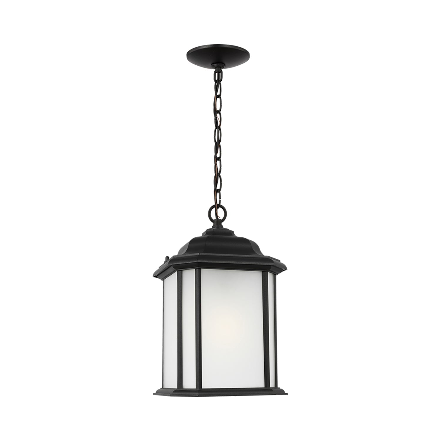 Kent Outdoor Pendant Light in Black/Satin Etched.