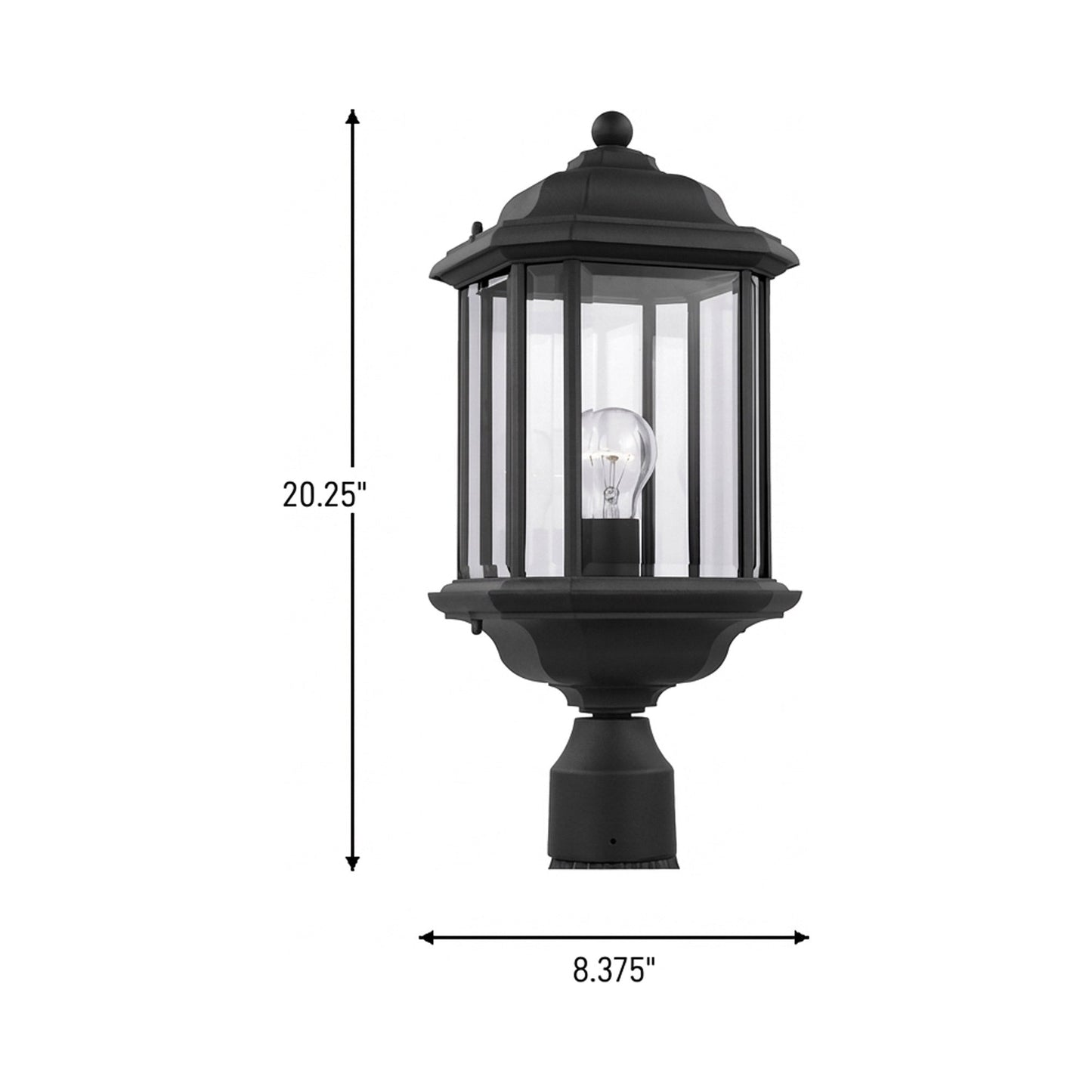 Kent Outdoor Post Light - line drawing.