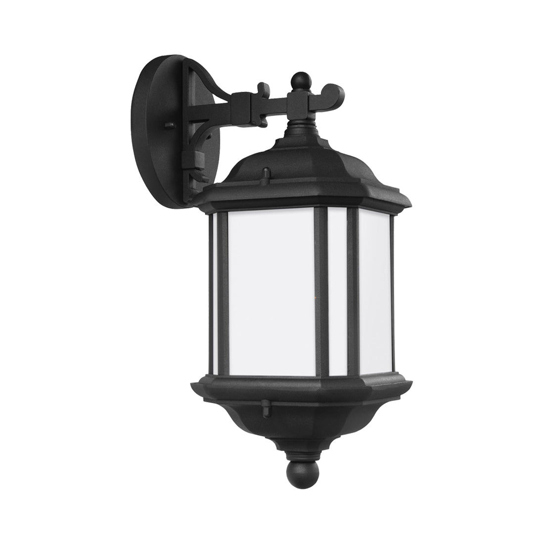 Kent Outdoor Wall Light in Black/Satin Etched (Downlight).