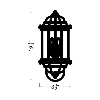 Kent Outdoor Wall Light - line drawing.