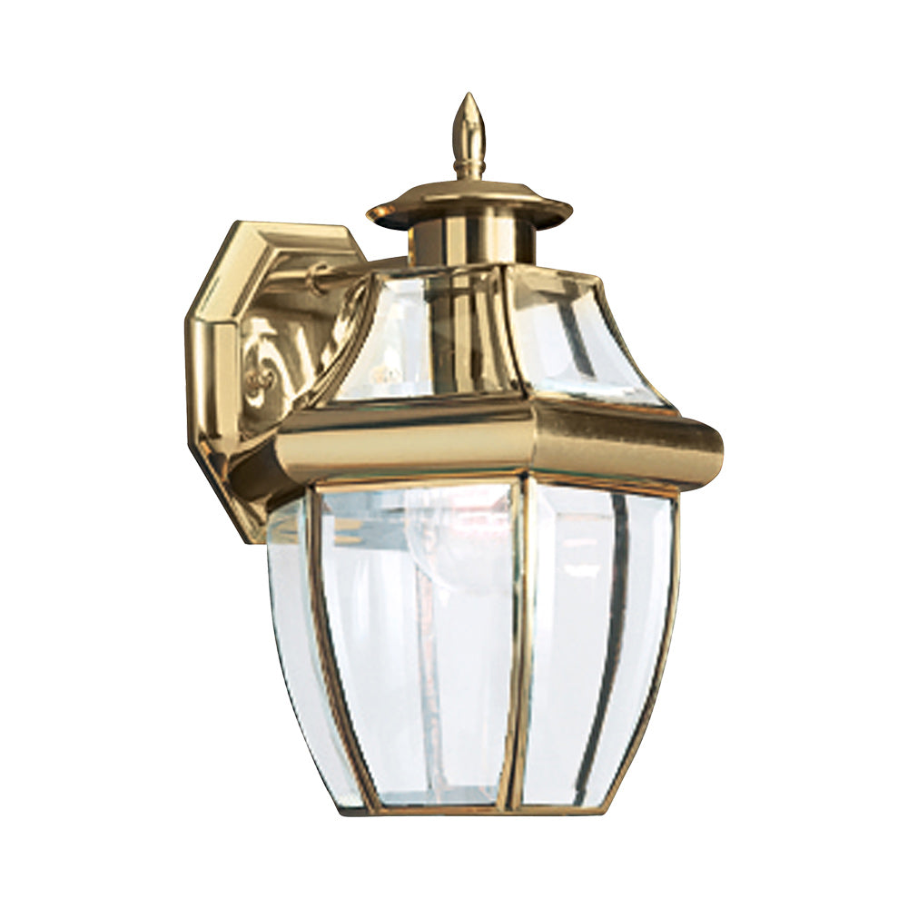 Lancaster Outdoor Lantern Wall Light in Polished Brass.