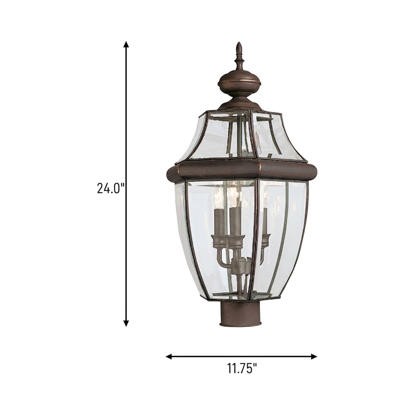 Lancaster Outdoor Post Light - line drawing.