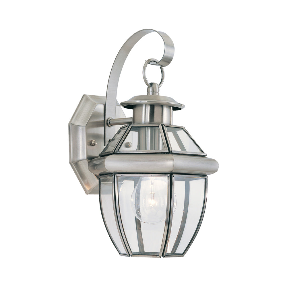Lancaster Outdoor Wall Light in Antique Brushed Nickel (12-Inch).