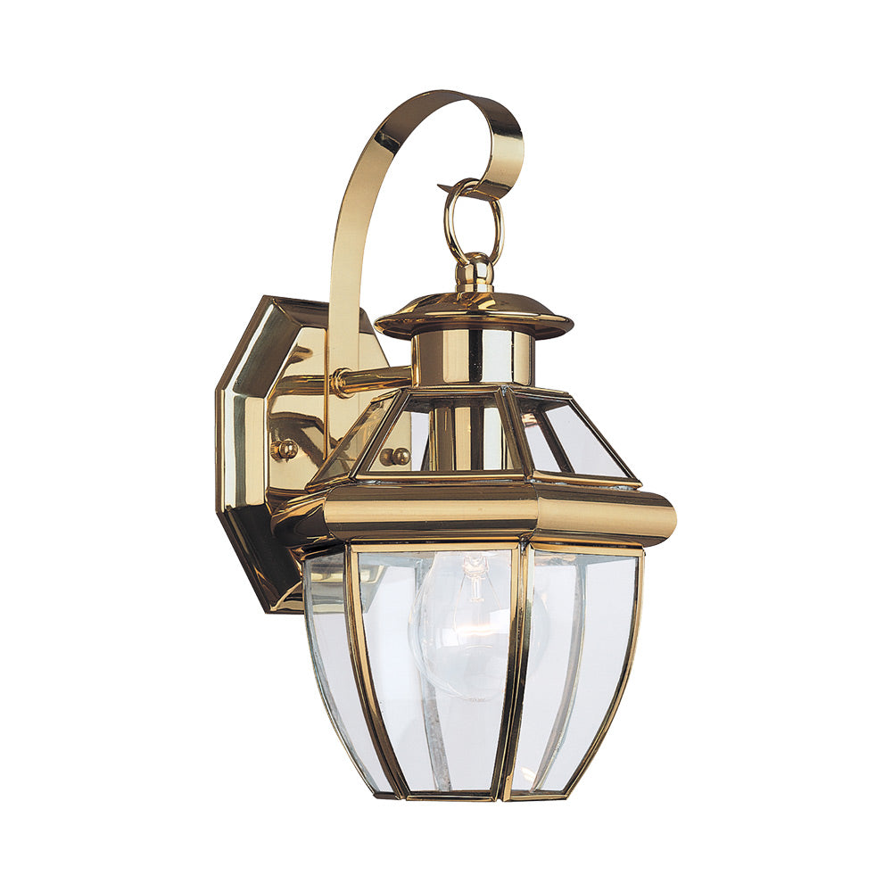 Lancaster Outdoor Wall Light in Polished Brass (12-Inch).