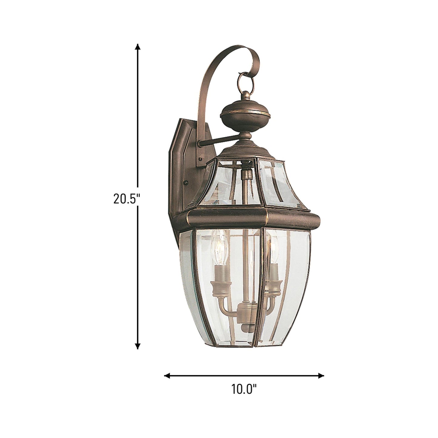 Lancaster Outdoor Wall Light - line drawing.