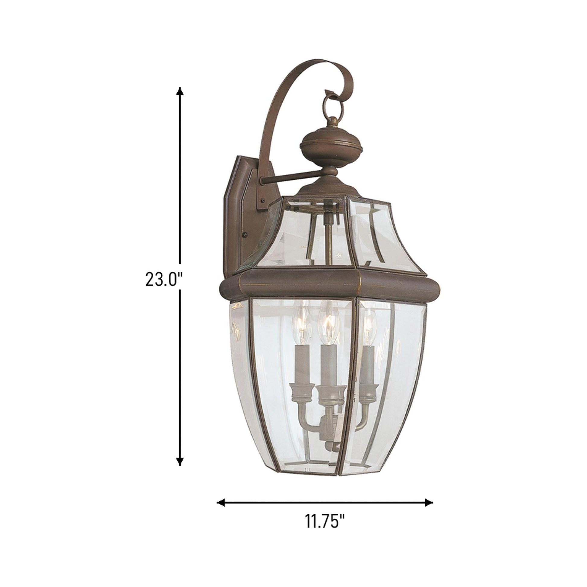 Lancaster Outdoor Wall Light - line drawing.