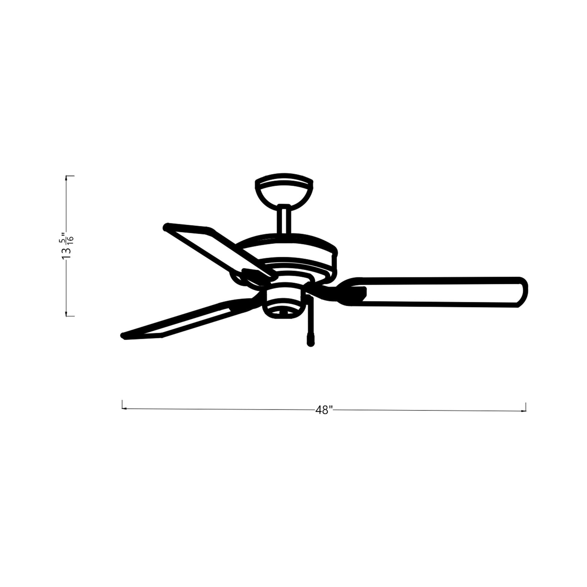 Linden Ceiling Fan - line drawing.