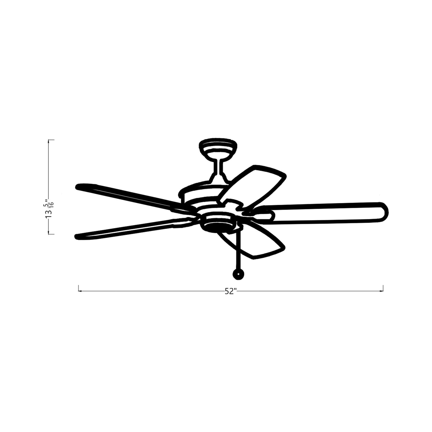 Linden Ceiling Fan - line drawing.
