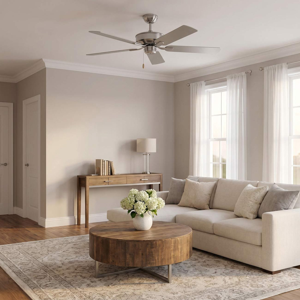 Linden Ceiling Fan in living room.