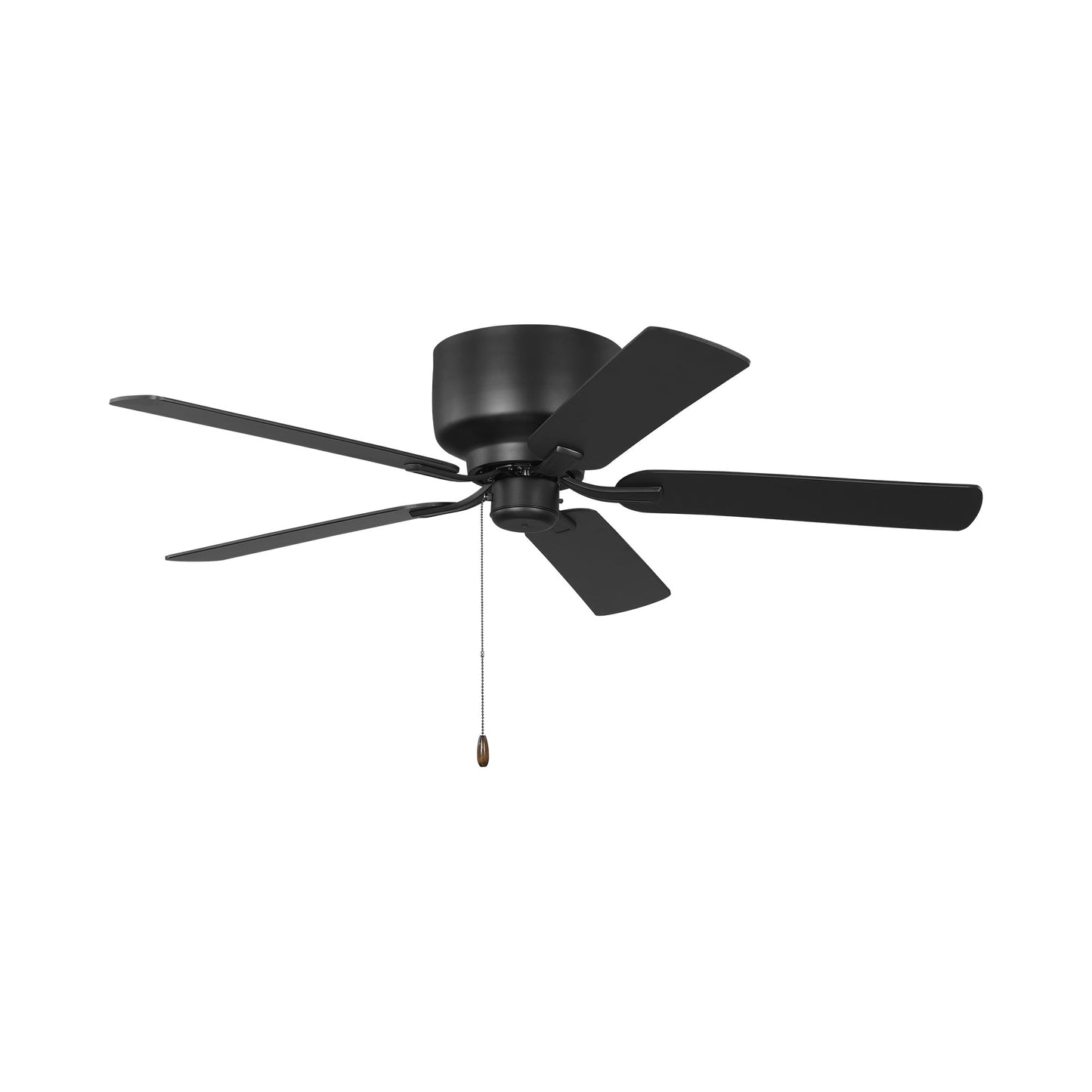 Linden Hugger Ceiling Fan in Midnight Black/Midnight Black/American Walnut.