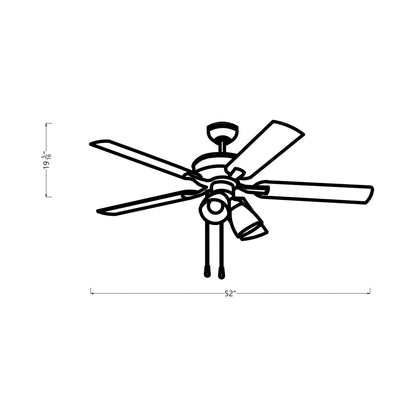Linden LED 3 Ceiling Fan - line drawing.