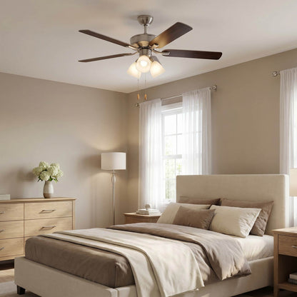 Linden LED 3 Ceiling Fan in bedroom.