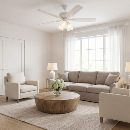 Linden LED 3 Ceiling Fan in living room.