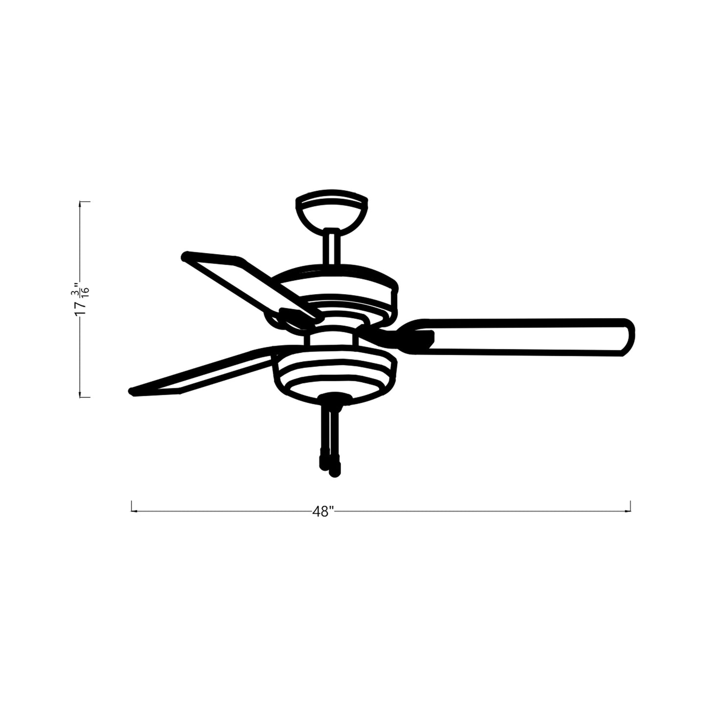 Linden LED Ceiling Fan - line drawing.