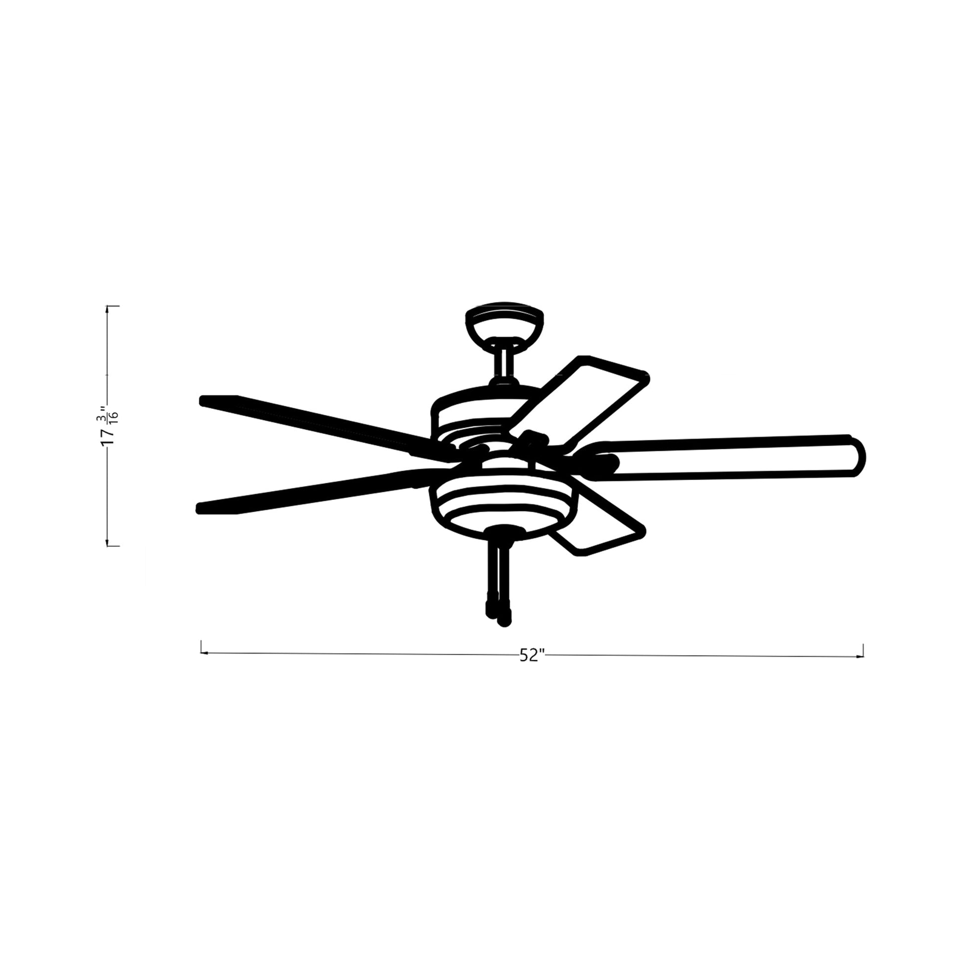 Linden LED DC Ceiling Fan - line drawing.