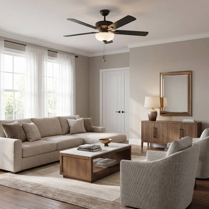Linden LED DC Ceiling Fan in living room.